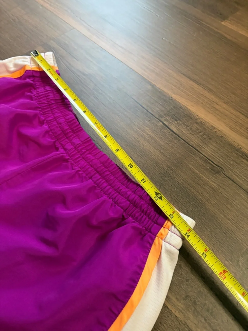 Danskin Now Magenta Athletic Shorts with Yellow Trim and White Panels Womens M